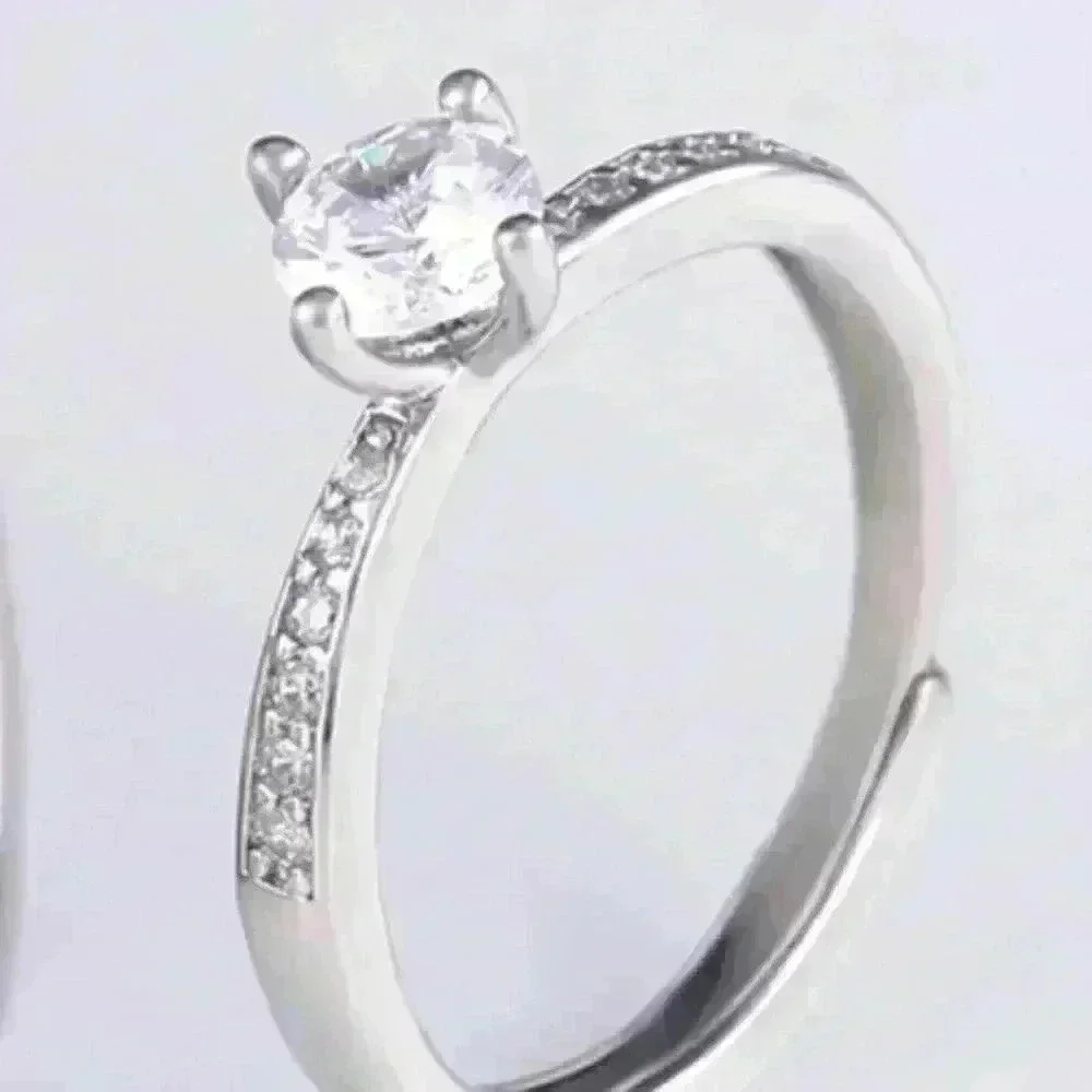 🔥925 Silver Plated Promise Lovers Dainty Round CZ Women Ring, GPMB1435